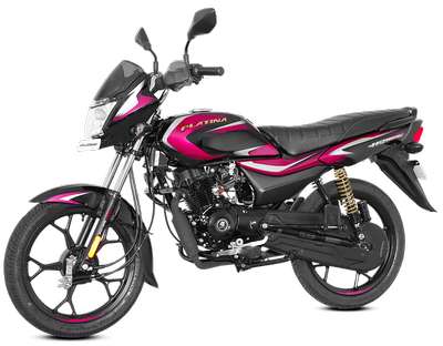 Bajaj Platina 110 Drum Commuter Bikes Petrol 4 Stroke, Single Cylinder 8.6 PS @ 7000 rpm Ebony Black Blue, Cocktial Wine Red - Orange, Ebony Black Red